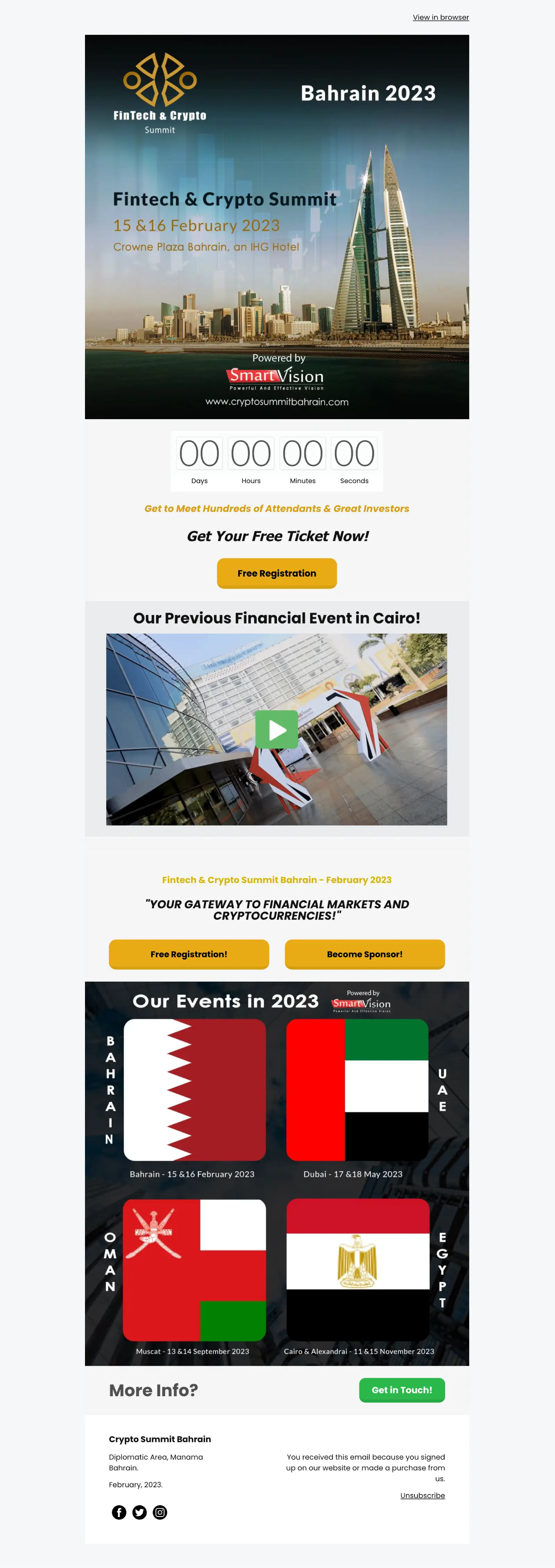 Event countdown email - Crypto Summit Bahrain event email example