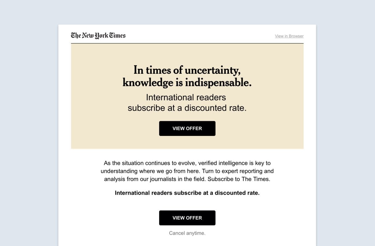 New York Times email design example