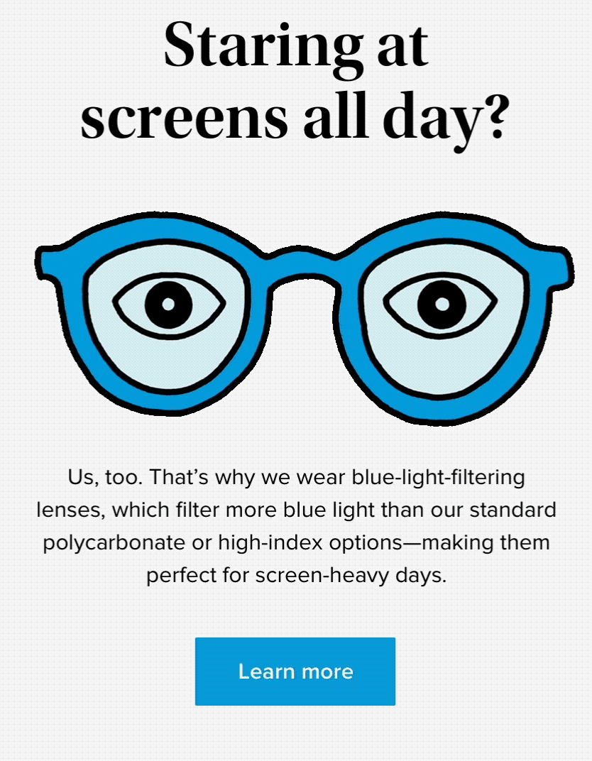Email GIF from Warby Parker