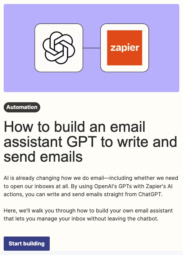 Educational nurture email example from Zapier