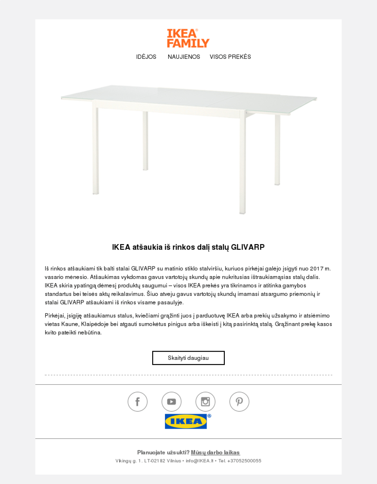 Ikea Family ejemplo - Diseño de MailerLite