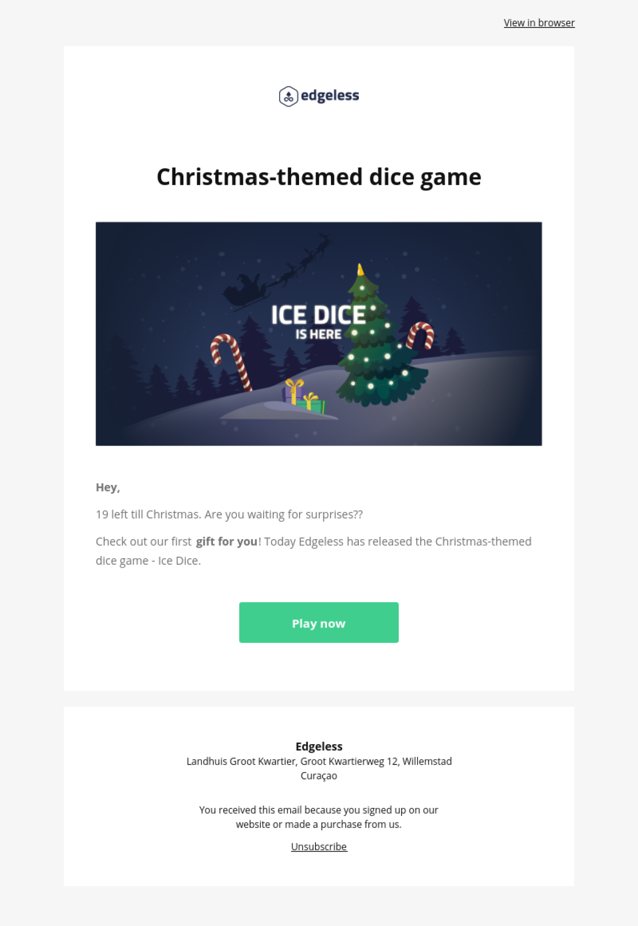 Edgeless - Christmas example - Made with MailerLite