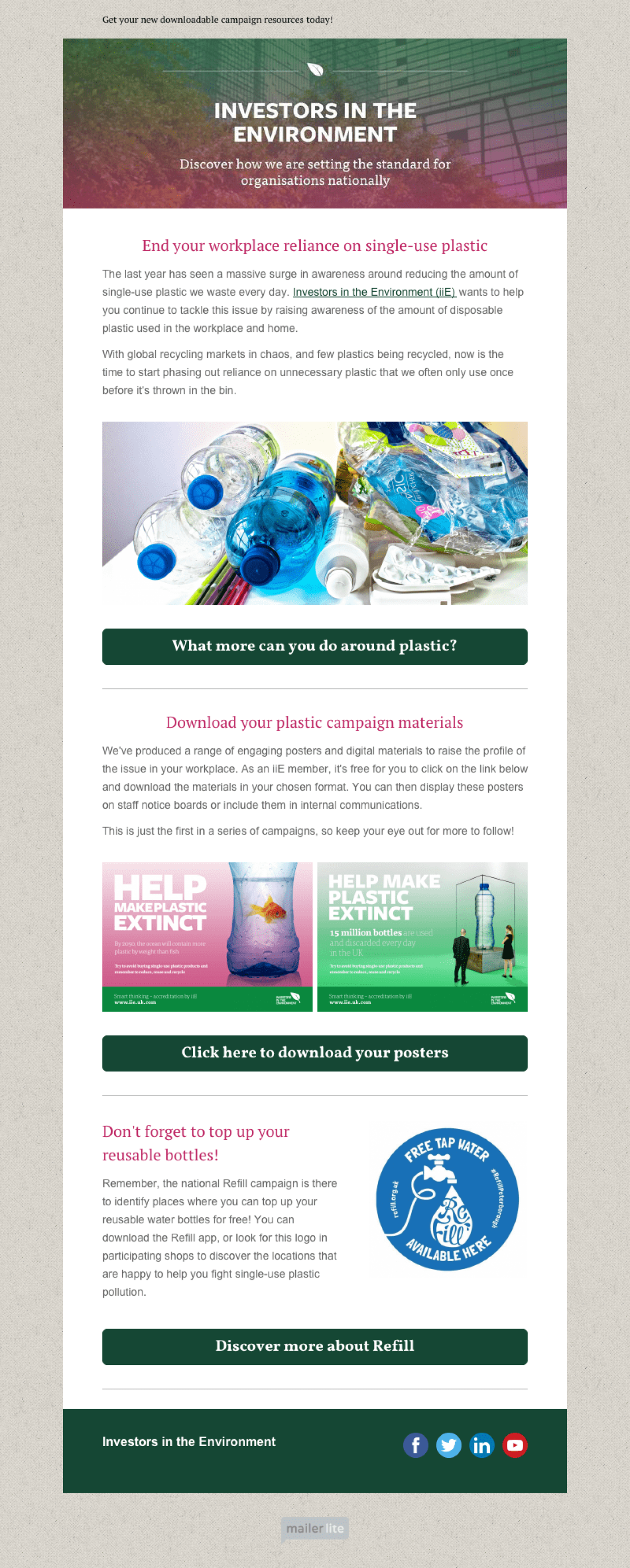 Ejemplo del newsletter de la ONG PECT ejemplo - Diseño de MailerLite