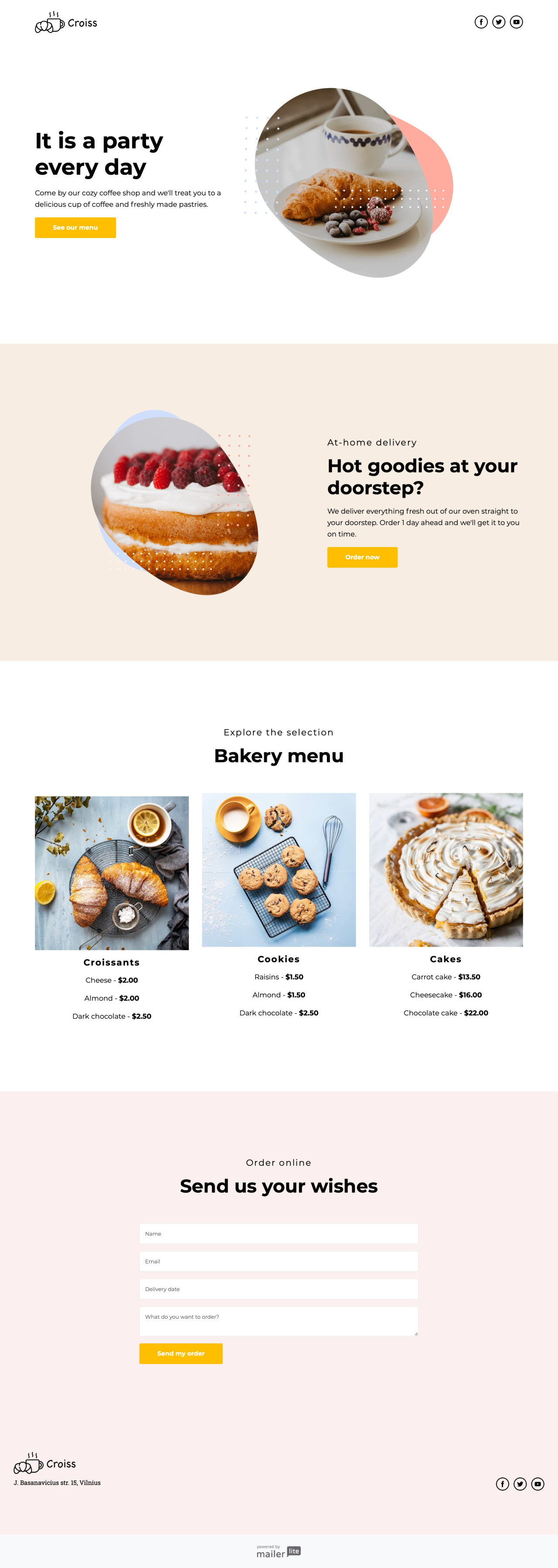Bakery example - Made with MailerLite