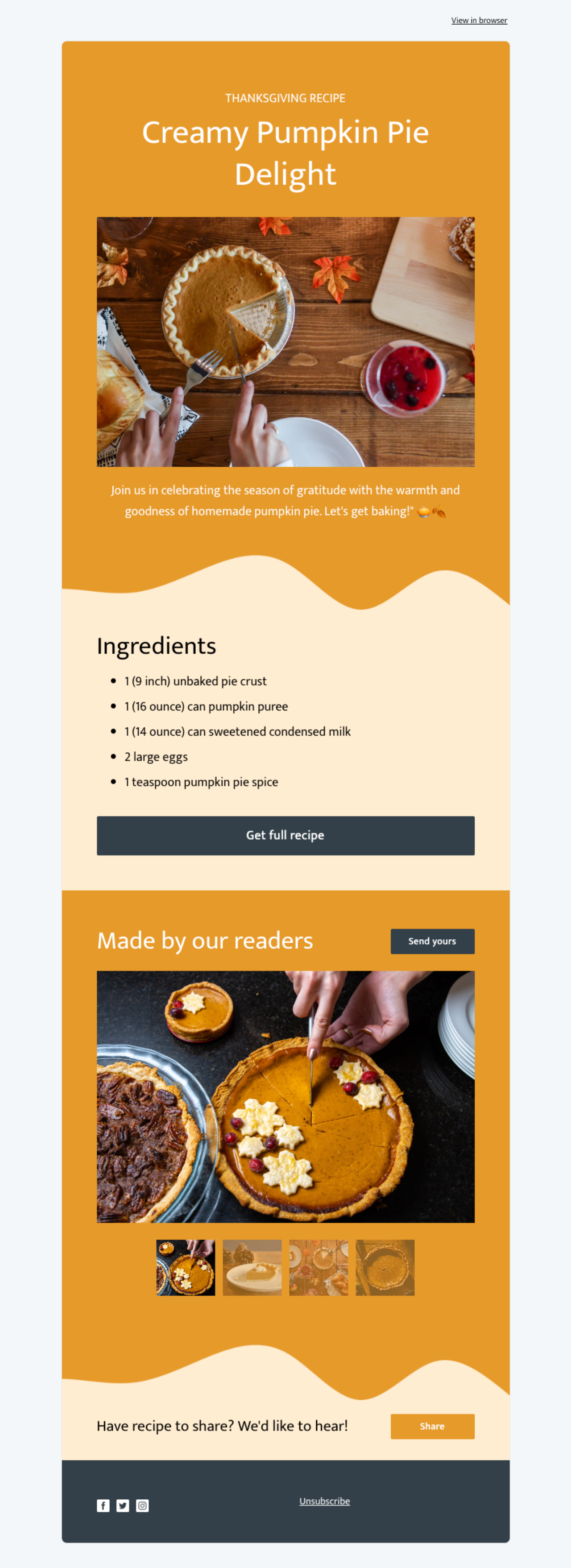 Thanksgiving recipe template - Made by MailerLite